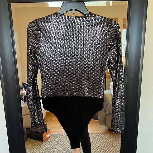 Bardot Black and Silver Sequin Bodysuit - Picture 5 of 7